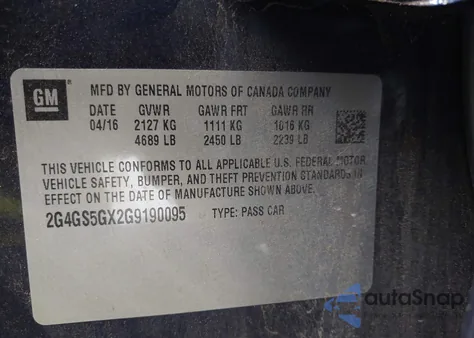 2016 Buick Regal Turbo Premium Ii from USA, damaged, VIN 2G4GS5GX2G9190095